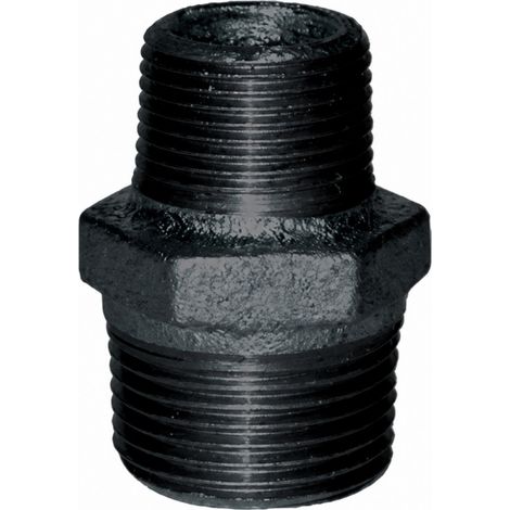 Reduzierter Nippel 50x60 / 26x34, doppeltes Außengewinde schwarz