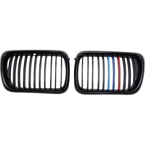 Voiture Noir Brillant Capot Avant Rein Grill Mesh Sport Racing Grills Pour- E36 M3 SéRie 3 1997-1999 M-Color (1/2)