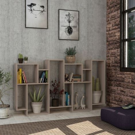 Libreria orizzontale bifacciale Karmato 96x168,5 colore tortora (1/7)