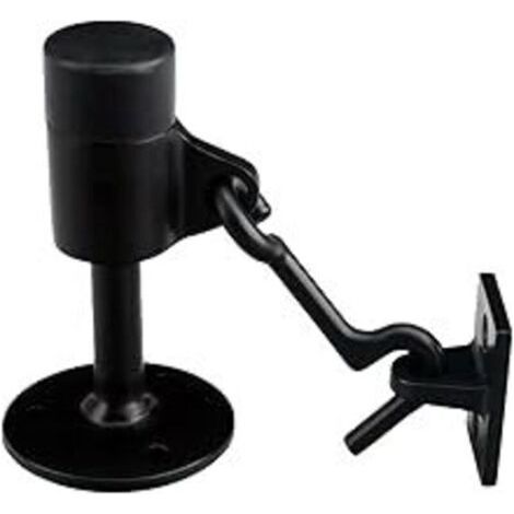 Heavy Duty Door Stopper with Hook, Brushed Stainless Steel, Wall Mounted, with Rubber Bumper, Wall Mounted Door Stopper for Home Office, Black (1/4)