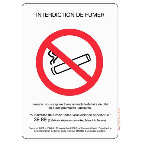 Panneau Interdit Fumer Loi Signalétique Réglementaire Avec Texte De Loi - Novap