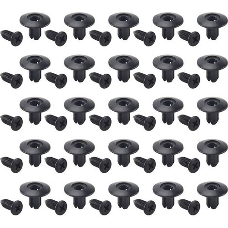 Adatto per 25 rivetti paraurti in plastica a pulsante, per clip di fissaggio portiere, diametro foro 8 mm, colore nero.