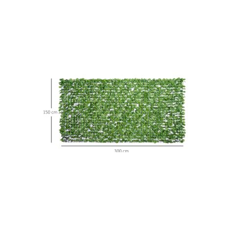 Haie artificielle vert clair 300 x 150 cm avec feuillage synthétique brise-vue et décoration pour terrasse, balcon et jardin (1/5)