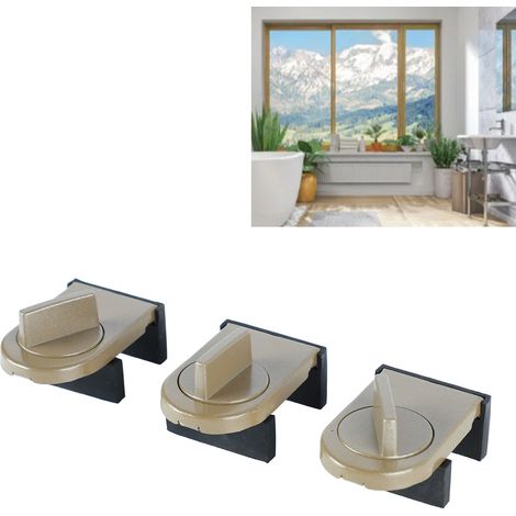 Verrou de sécurité coulissant pour fenêtre et porte 3 pièces couleur café (1/5)