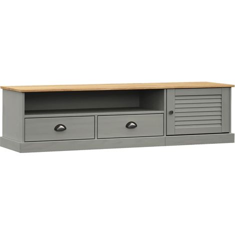 Mobile TV multimediale scaffale per televisione televisore buffet sala da pranzo soggiorno camera da letto 156 x 40 x 40 cm legno massello di pino grigio 020028512