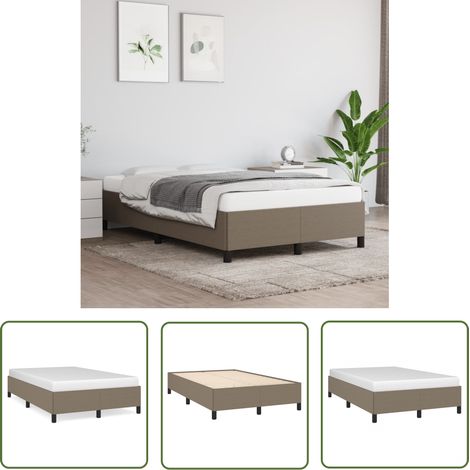 The Living Store Cadre de lit sans matelas taupe 120x200 cm tissu - Cadre De Lit - Lit Double - Lit Taupe - Literie - Meuble Chambre (1/5)