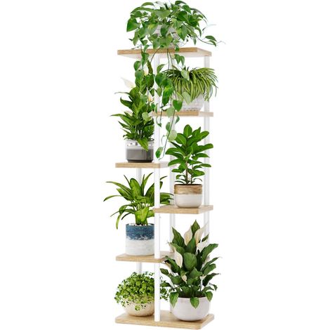 Large 6 Tier Indoor Plant Stand for Multiple Plants, Tiered Flower Pot Stand for Patio Garden Balcony Living Room Bedroom White (1/5)