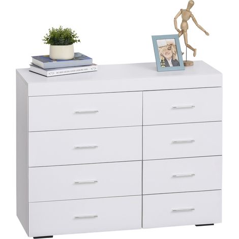 Cassettiera per Casa e Ufficio in Legno Bianco 90x35x73 cm