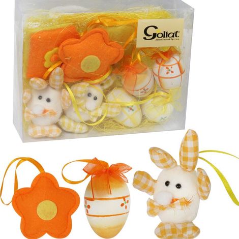 Set mit Osteranhängern mit Heumotiven – Farbe Orange