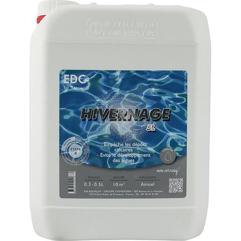 Aqualux – Liquide d’hivernage piscine 5L – Anti algues et dépôts calcaires – Formule sans sels métalliques – Compatible tous revêtements