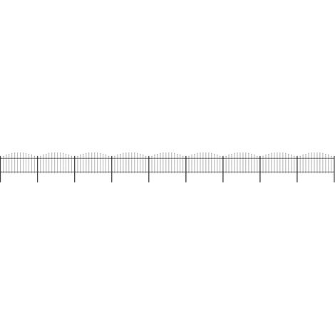 Clôture de jardin,Barrière de jardin,Portail de jardin à dessus en lance Acier (1,25-1,5)x15,3m Noir CNENE205056 (1/5)