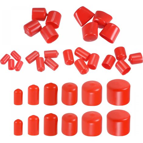 Rond Extrémité Bouchons Caoutchouc Couvercle 68Pcs 7mm 10mm 12mm 20mm 22mm 38mm Rouge Vis Protecteur pour Vis Boulon Tuyau (1/5)