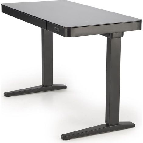 Bureau réglable en hauteur noir 120 cm avec chargeur induction Albi (1/5)