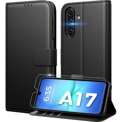 Handyhülle mit Panzerglas für Samsung Galaxy A17 5G, Klapphülle mit Kartenfach und RFID-Schutz (1/5)