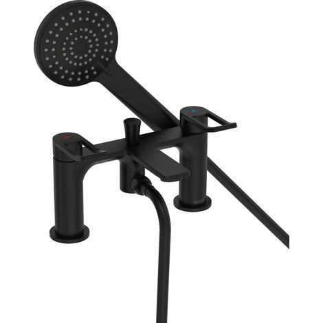 Bristan Saffron Bath Shower Mixer Tap Pillar Mounted - Black (1/2)