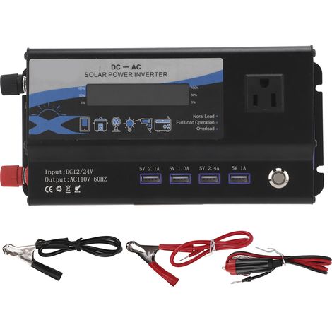Convertisseur de puissance 700W 12V/24V vers 110V 60Hz prise américaine avec veilleuse 4 ports USB onde sinusoïdale modifiée (1/5)