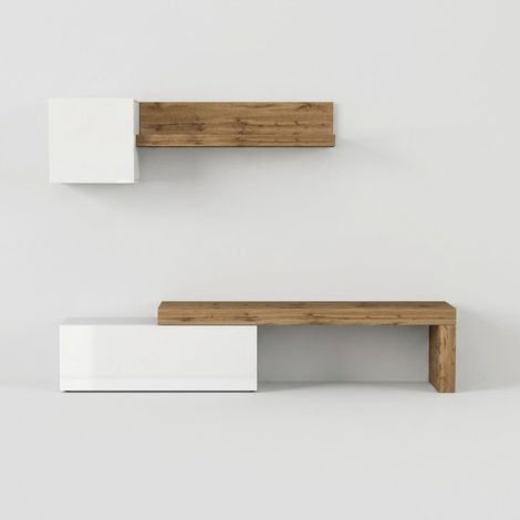 Mueble de salón moderno con módulos colgantes Chronos n.º 21 - Blanco