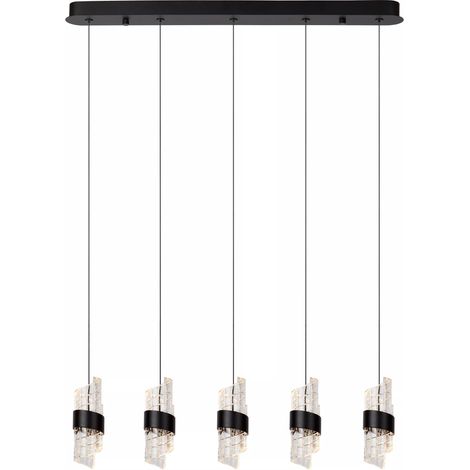 Sospensione LED in vetro nera Kligande 3 luci 7W Lucide (1/5)