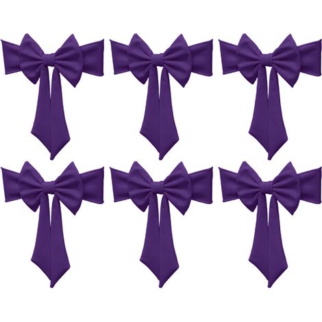 (6er-Set) 6 elastische, knotenlose Stuhllehnendekorationen, ideal für Hotelbankette, mit Blumenband und dickem Gummiband. (Größe 24, dickes Dunkelviolett) (1/3)
