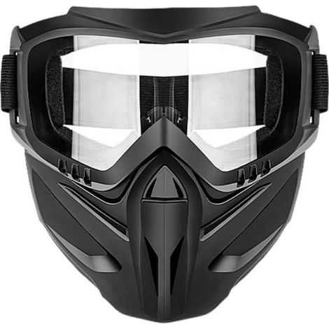 Couvre visage Pour Lunettes De Sécurité Écran Facial De Sécurité PC Casque Tactique Avec Lunettes Coupe vent Écran Facial De Meulage De Moto Anti Masque De Protection Protecteur Réglable UV (1/5)