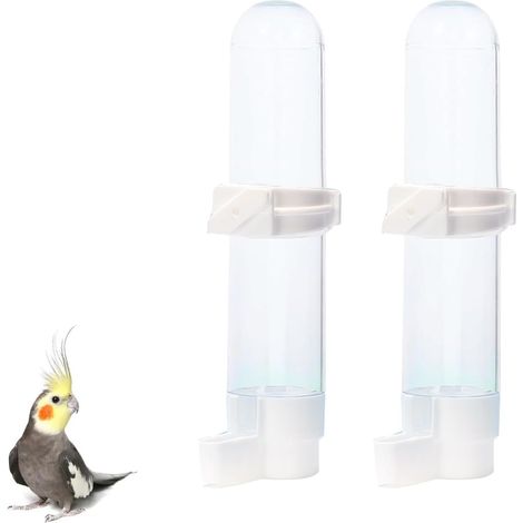 2 PCS Bird Water Feeder, Budgie Water Dispenser for Parrots, Cockatiels & Budgies, Automatic Hanging Water Bottle, 120ml Capacity, Bird Cage Drinkers(White) (1/5)
