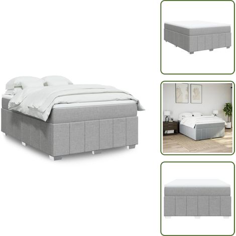 Letto con doghe - vidaXL Giroletto a Molle con Materasso Grigio Chiaro 140x200cm Tessuto - Letto con piedi in legno