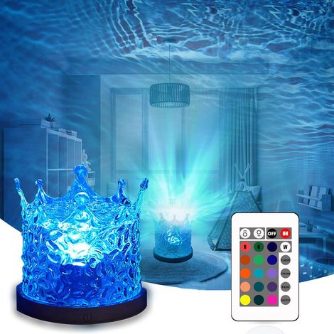 Lampe Aurore Boréale, Veilleuse Projecteur Vague Ocean Rotatives, Lampe À Vagues D'eau Dégradées 16 Couleurs (avec Télécommande), Pour Chambre À Coucher, Chambre D'enfant, Fête, Salle De Jeux [Classe (1/5)