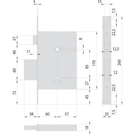 Serratura a Doppia Mappa da Infilare per Cisa Legno Art 57250 e 60