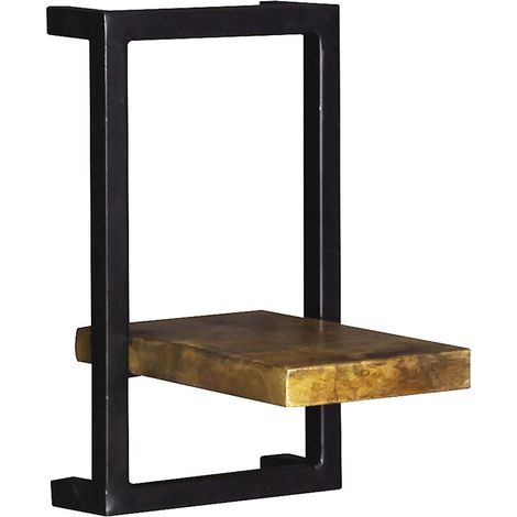Etagère murale industrielle 25 cm en bois de manguier massif naturel Allister (1/4)