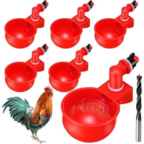 Lot de 6 abreuvoirs automatiques en plastique – Distributeurs d'eau pour poules, cailles, canards – Résistants aux variations de température (1/5)