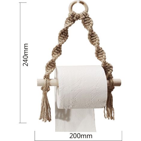 Porte-Papier hygiénique, Porte-Rouleau de Papier Toilette en macramé tissé pour Salle de Bain de Toilette, Ports Suspendus de Salle de Bain à la Main (Jute) (1/5)