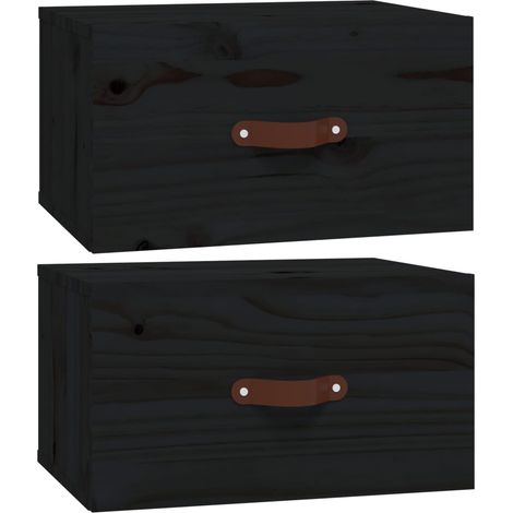 Maison Exclusive - Mesitas de noche de pared 2 uds negro 40x29,5x (1/5)