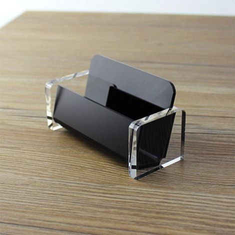 Porte-cartes de visite en acrylique transparent pour bureau (noir) (1/5)