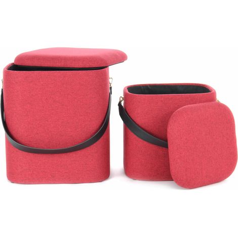 Poufs gigognes arabella (lot de 2) - Rouge, noir