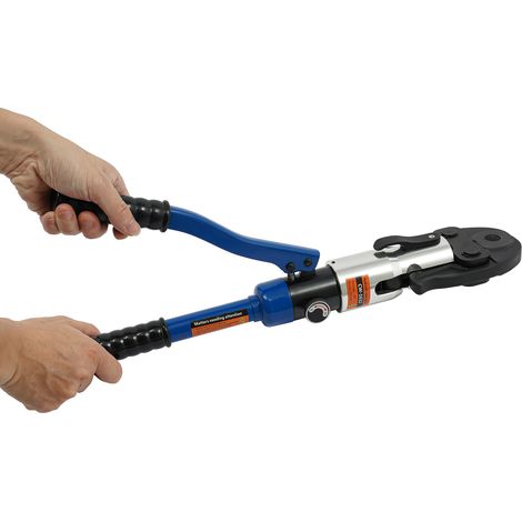 Professionnelle, outil de sertissage hydraulique avec mâchoires de sertissage, contour en V 12-14-15-16-18-22-28, pour tube en cuivre, tube en acier au carbone et tube en acier inoxydable, Bleu (1/5)
