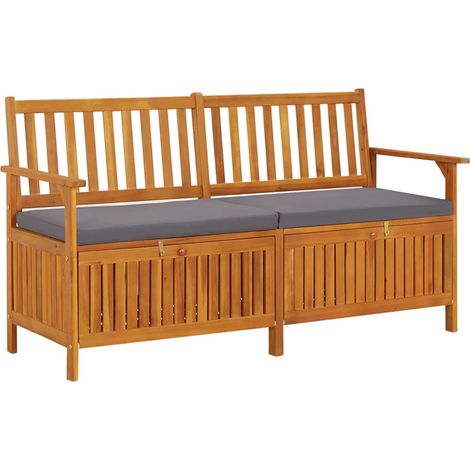 vidaXL Storage Bench with Cushion 148 cm Solid Wood Acacia