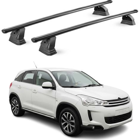 OMAC Barres de toit transversales en acier pour Citroen C4 Aircross 2012-2017 – TÜV / DIN 75302:2019 – Antivol inclus – Rainure en T (accessoires) – Charge max 75 kg – 2 barres – Noir (1/5)