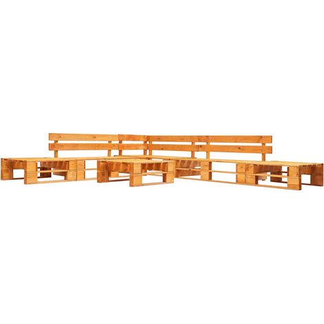 vidaXL Canapés de jardin palette 6 pcs bois marron miel (1/3)