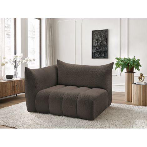 BOBOCHIC - Chauffeuse 2 places avec accoudoir pour canapé modulable AZRA tissu bouclette Angle gauche  Marron