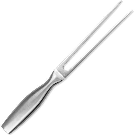 Fourchette à viande en acier inoxydable professionnelle avec manche antidérapant argenté pour découpe et service outil de cuisine robuste (1/5)