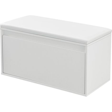 Banc à chaussures design avec tiroir meuble pour entrée avec siège rembourré range-chaussures stylé pour 3 paires panneau de particules pu synthétique 80 x 39 x 45 cm blanc