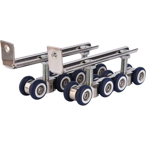 Ensemble de 2 poulies coulissantes en acier inoxydable et bois pour placard, 8 roues (1/5)