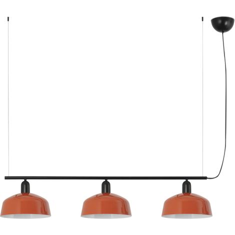 Faro Tatawin Suspension de plafond de taille moyenne, noire, orange rougeâtre brillant, 3 ampoules E27