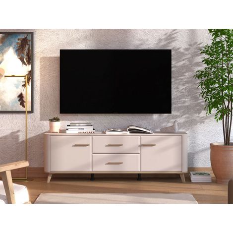 Mueble para TV Terento, 2 cajones, un estante, 2 puertas, 154x40x52.5h cm Beige (1/5)