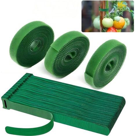Wiederverwendbares Klettband-Set zur Pflanzenbefestigung – 50 Blatt & 3 grüne Rollen (1/4)