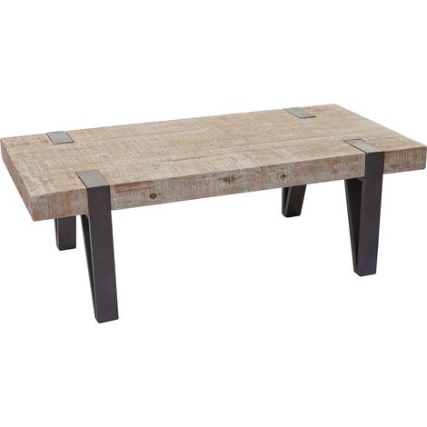 Tavolino salotto divano elegante HHG-891b legno pino massello 40x120x60cm piedi metallo