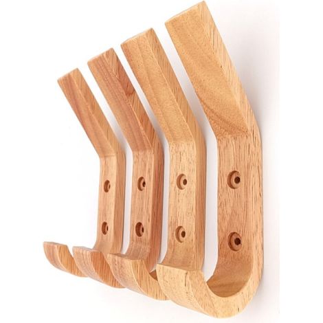Set of 10 wooden wall hooks, natural wood entrance wall hooks (1/3)