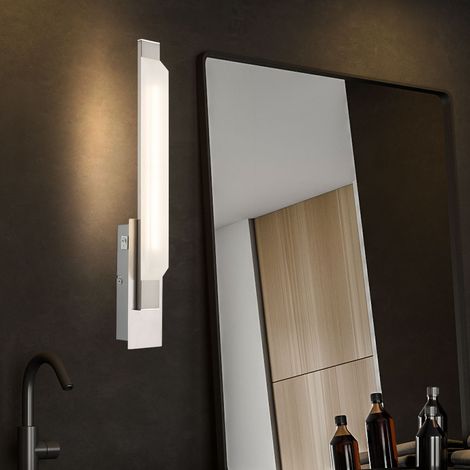 Applique Applique in vetro Luce per corridoio Soggiorno, cromo nichel satinato vetro opaco, 1x LED 7,2 watt 576 lumen bianco caldo, LxLxH 7x7x48cm