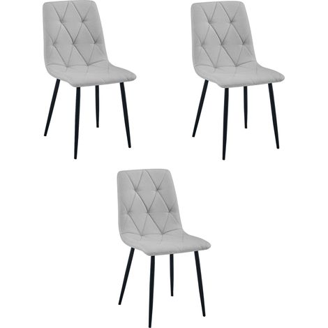 Chaise Libra - tissu gris clair / pieds noirs x 3 (1/5)