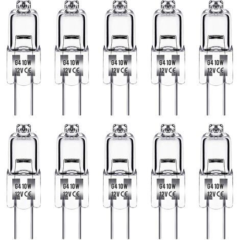 Ampoule Halogene G4, Ampoule G4 12V 10W, blanc chaud 3000K, 150LM, Intensité Variable, LampeHalogene G4, Lampe à Capsule Transparente, paquet de 10